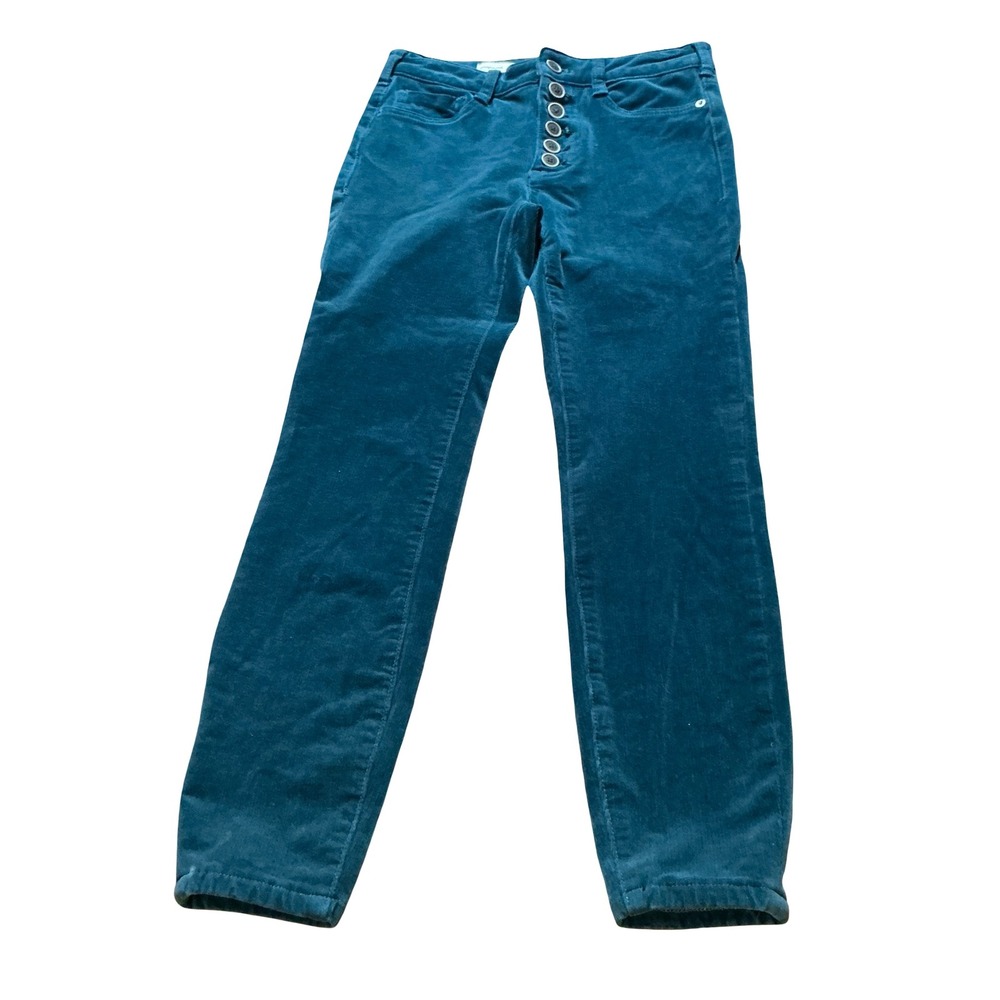 PILCRO Anthropologie Teal Corduroy High Rise Skinny Button‎ Fly Pants Size 26